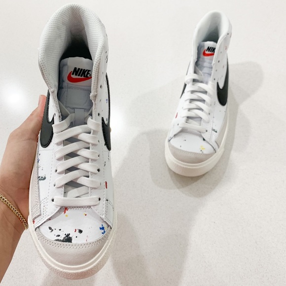 🤍🖤 New Nike Blazer Mid White Black Sneakers - Picture 2 of 3